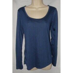 Blue Sz Medium Soft Stretchy V-Neck Back Long Sleeve Shirt BALANCE COLLECTION